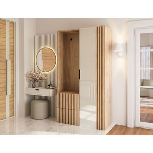 Dulap cu pantofar, cuier si oglinda ELTAP, Vimeiro, 100x35x180 cm, PAL, stejar imagine