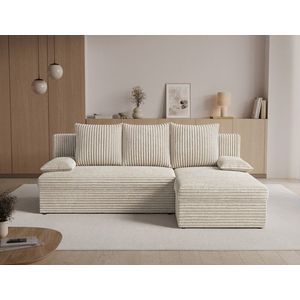 Coltar extensibil reversibil 3 locuri ELTAP, Gino, 201x143x90 cm, lemn/poliester, bej deschis imagine