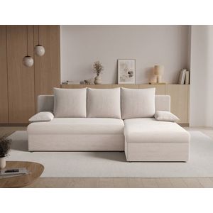 Coltar extensibil reversibil 3 locuri ELTAP, Gino, 201x143x90 cm, lemn/poliester, bej imagine