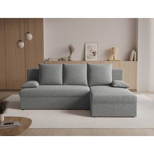 Coltar extensibil reversibil 3 locuri ELTAP, Gino, 201x143x90 cm, lemn/poliester, gri deschis imagine