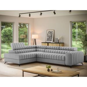 Coltar extensibil stanga 5 locuri ELTAP, LT-03NU, Kanedo, 269x204x86 cm, lemn/poliester, gri deschis imagine