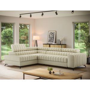 Coltar extensibil stanga 5 locuri ELTAP, LT-04MO, Kanedo, 269x204x86 cm, lemn/poliester, bej imagine