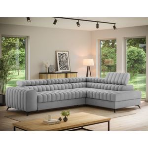 Coltar extensibil dreapta 5 locuri ELTAP, RT-03NU, Kanedo, 269x204x86 cm, lemn/poliester, gri deschis imagine