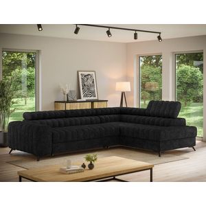Coltar extensibil dreapta 5 locuri ELTAP, RT-06AU, Kanedo, 269x204x86 cm, lemn/poliester, negru imagine
