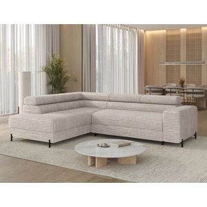 Coltar extensibil stanga 5 locuri ELTAP, Colesio, 274x200x93 cm, lemn/poliester, alb murdar imagine