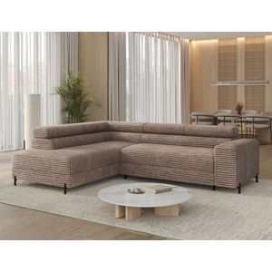 Coltar extensibil stanga 5 locuri ELTAP, Colesio, 274x200x93 cm, lemn/poliester, maro deschis imagine