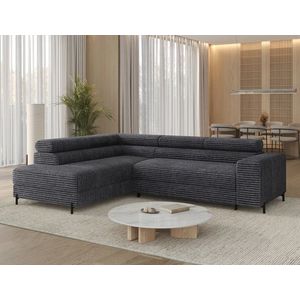 Coltar extensibil stanga 5 locuri ELTAP, Colesio, 274x200x93 cm, lemn/poliester, gri inchis imagine