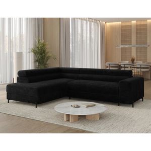 Coltar extensibil stanga 5 locuri ELTAP, Colesio, 274x200x93 cm, lemn/poliester, negru imagine