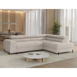 Coltar extensibil dreapta 5 locuri ELTAP, Colesio, 274x200x93 cm, lemn/poliester, alb murdar imagine