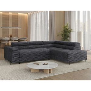 Coltar extensibil dreapta 5 locuri ELTAP, Colesio, 274x200x93 cm, lemn/poliester, gri inchis imagine