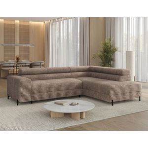 Coltar extensibil dreapta 5 locuri ELTAP, Colesio, 274x200x93 cm, lemn/poliester, maro deschis imagine