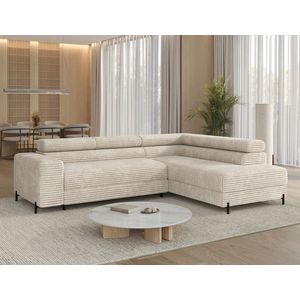 Coltar extensibil dreapta 5 locuri ELTAP, Colesio, 274x200x93 cm, lemn/poliester, bej imagine