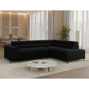 Coltar extensibil dreapta 5 locuri ELTAP, Colesio, 274x200x93 cm, lemn/poliester, negru imagine