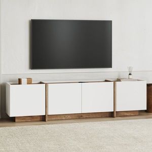 Comoda TV, Nordure, Lowen, 180x46x35 cm, Alb/Pin Atlantic imagine