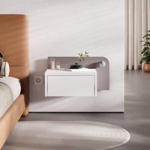 Noptiera, Hanah Home, Dotta, 52x28x30 cm, Alb / Mocha deschis imagine