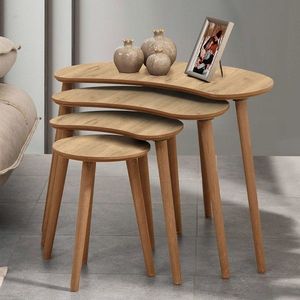 Set masute Nesting 4 piese, Hanah Home, Moon, Stejar imagine
