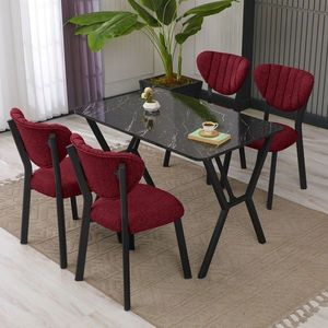 Set masa extensibila si scaune, Hanah Home, Elma, Burgundiu / Negru imagine