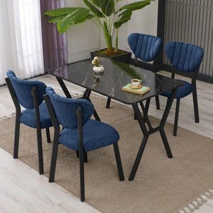 Set masa extensibila si scaune, Hanah Home, Elma, Navy Blue / Black imagine