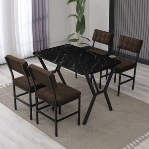 Set masa extensibila si scaune, Hanah Home, Dubai, Maro / Negru imagine