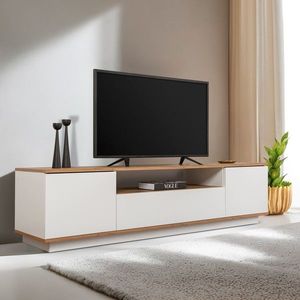 Comoda TV, Hanah Home, Veramont, 180x44.6x44.5 cm, Alb/Pin Atlantic imagine