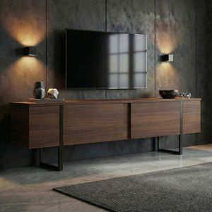 Comoda TV, Nordure, Onera, 180x50x30 cm, Nuc / Negru imagine
