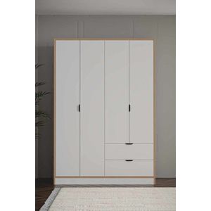 Dulap pentru haine, Hanah Home, Arden 4, 145x182x44 cm, Alb imagine
