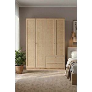 Dulap pentru haine, Hanah Home, Baru 182, 137x182x52 cm, Bej imagine