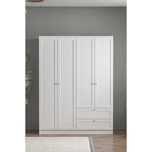 Dulap pentru haine, Hanah Home, Terra 182, 137x182x52 cm, Alb imagine