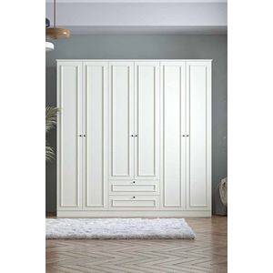 Dulap pentru haine, Hanah Home, Mira 6 210, 209x210x54 cm, Alb imagine