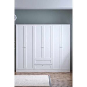 Dulap pentru haine, Hanah Home, Terra 6 182, 205x182x52 cm, Alb imagine