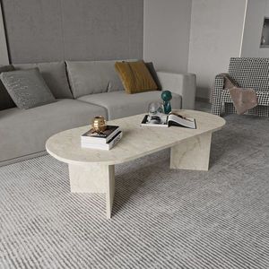 Masuta de cafea, Hanah Home, Diana Elips, 120x40x55 cm, Travertin imagine