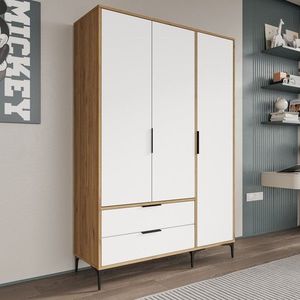 Dulap pentru haine, Hanah Home, Aden Drawers 120, 120x192x45 cm, Stejar / Alb imagine
