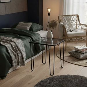 Masuta de cafea, Hanah Home, Shb-032, 53x55x53 cm, Negru/Transparent imagine