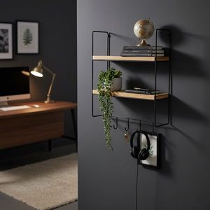 Raft de perete, Hanah Home, Cm-071-A, 58x42x15 cm, Aur / Natural imagine