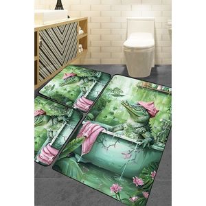 Set covorase de baie, L'essentiel Maison, Crocodile, Verde imagine
