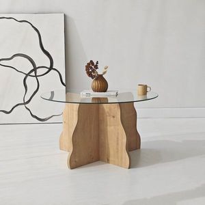 Masuta de cafea, Hanah Home, Butterfly, 75x40x75 cm, Stejar Safir / Transparent imagine