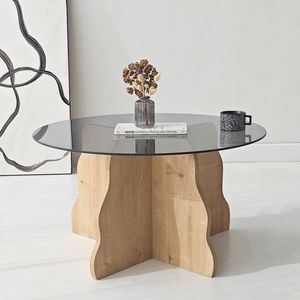 Masuta de cafea, Hanah Home, Butterfly, 75x40x75 cm, Stejar Safir / Fume imagine