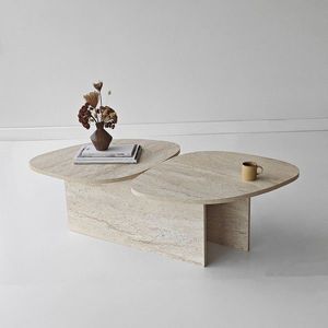 Masuta de cafea, Hanah Home, Stones, 125x38x60 cm, Travertin imagine