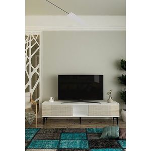 Comoda TV, Hanah Home, Corsa 150, 150x40.5x32 cm, Alb / Travertin imagine