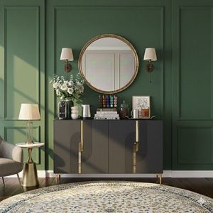 Consola, Hanah Home, Meyra 120, 120x75x32 cm, Antracit / Aur imagine