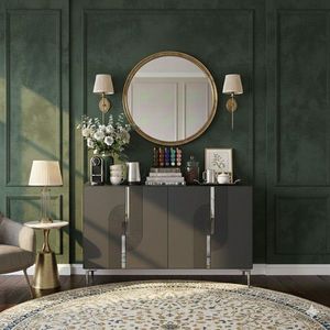 Consola, Hanah Home, Meyra 120, 120x75x32 cm, Antracit / Argintiu imagine