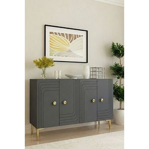 Consola, Hanah Home, Lessi 120, 120x75x32 cm, Antracit / Aur imagine