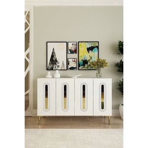 Consola, Hanah Home, Rany 120, 120x75x32 cm, Alb/Auriu imagine