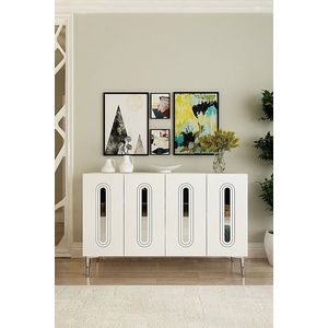 Consola, Hanah Home, Rany 120, 120x75x32 cm, Alb / Argintiu imagine