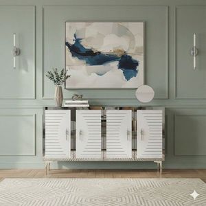 Consola, Hanah Home, Tuna 120, 120x75x32 cm, Alb / Argintiu imagine