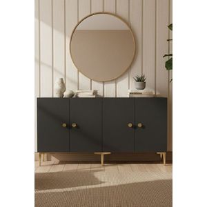 Consola, Hanah Home, Simple 150, 150x75x32 cm, Antracit / Aur imagine