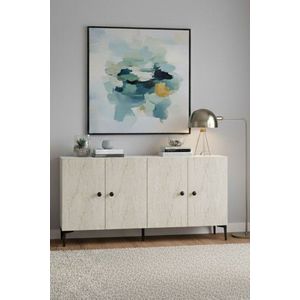 Consola, Hanah Home, Pella 150, 150x75x32 cm, Alb / Travertin imagine