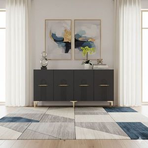 Consola, Hanah Home, Ida 150, 150x75x32 cm, Antracit / Aur imagine