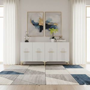 Consola, Hanah Home, Ida 150, 150x75x32 cm, Alb/Auriu imagine