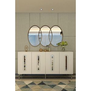 Consola, Hanah Home, Rany 150, 150x75x32 cm, Alb / Argintiu imagine